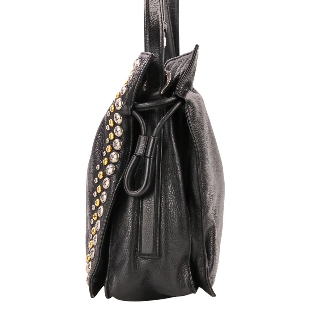 Loewe Flamenco Studs Leather Shoulder Bag Black — view 5