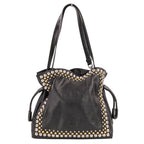 Loewe Flamenco Studs Leather Shoulder Bag Black