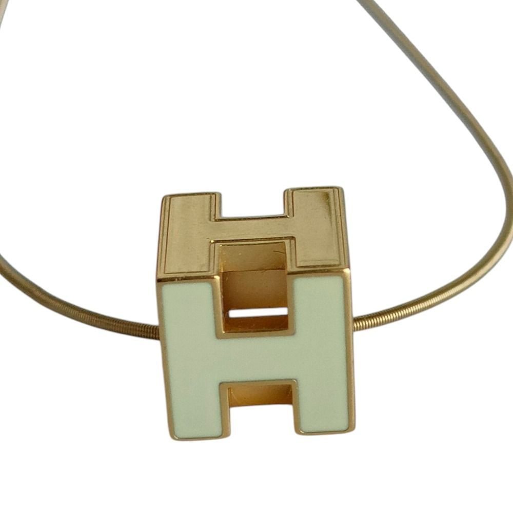 Hermes Cage D'h Cube Chain Necklace Ivory Gold