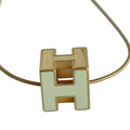 Hermes Cage D'h Cube Chain Necklace Ivory Gold