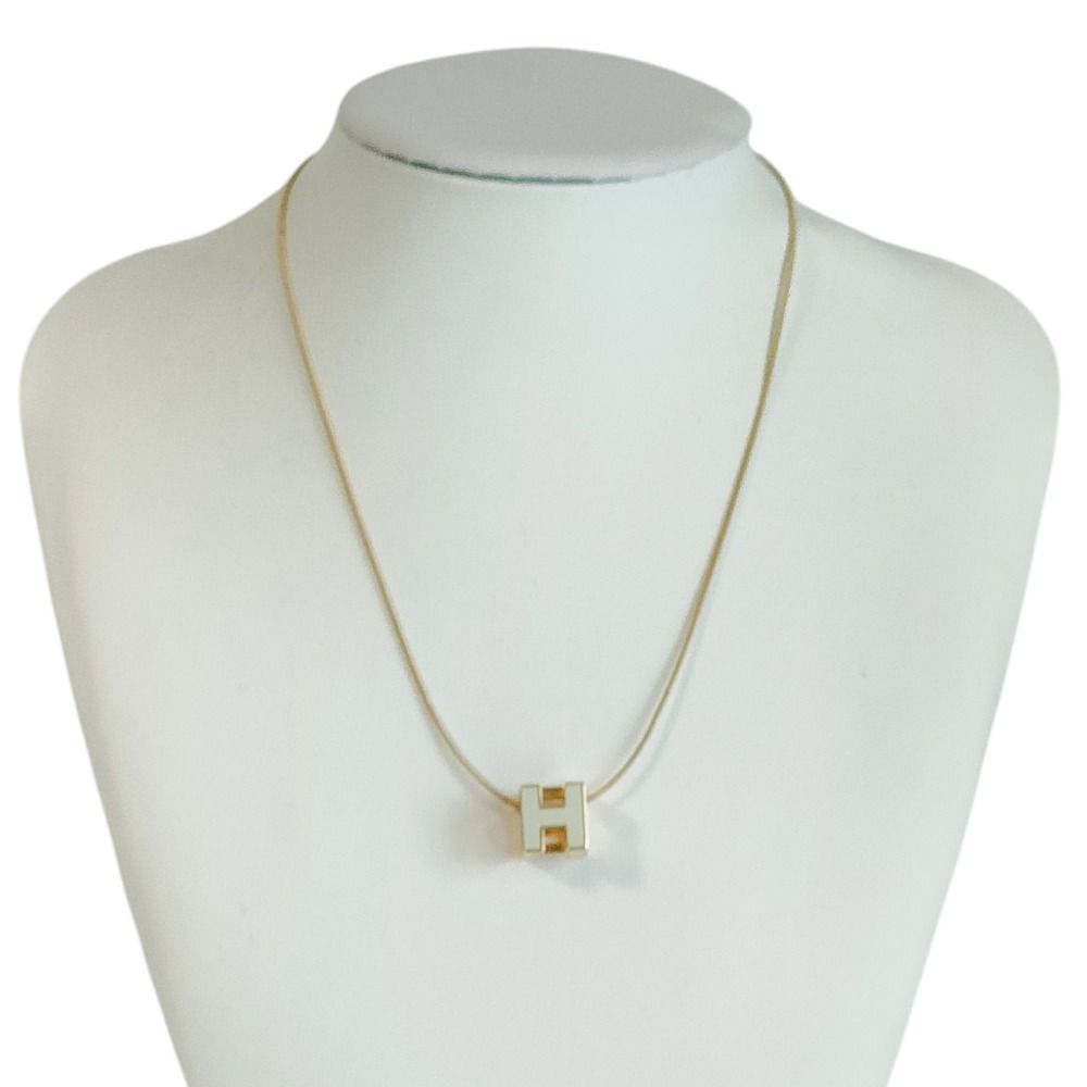 Hermes Cage D'h Cube Chain Necklace Ivory Gold — view 2