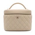 Chanel Vanity Beige Gold Caviar Leather CC Logo Makeup Pouch