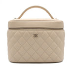 Chanel Vanity Beige Gold Caviar Leather CC Logo Makeup Pouch