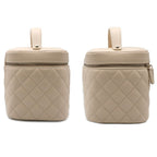 Chanel Vanity Beige Gold Caviar Leather CC Logo Makeup Pouch — view 4