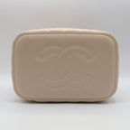 Chanel Vanity Beige Gold Caviar Leather CC Logo Makeup Pouch — view 5