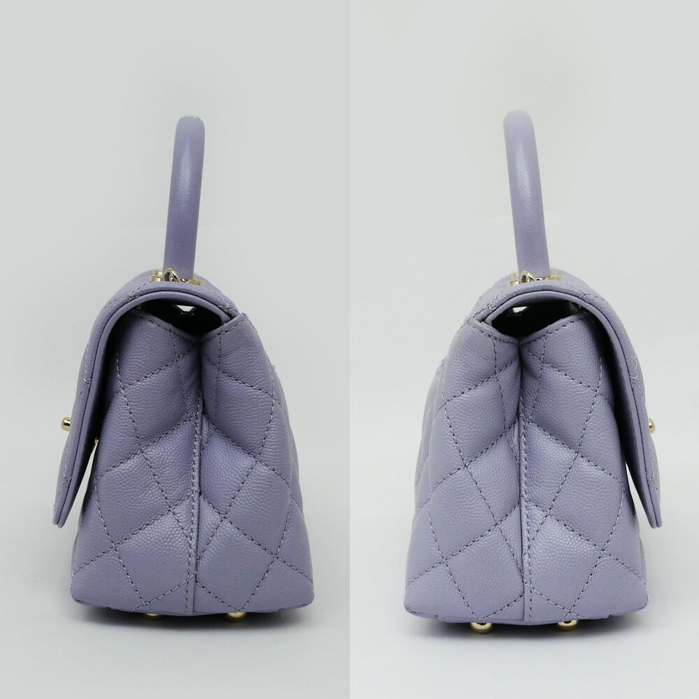 Chanel Coco Handle Lavender Caviar Leather Chain Shoulder Bag Purple — view 2