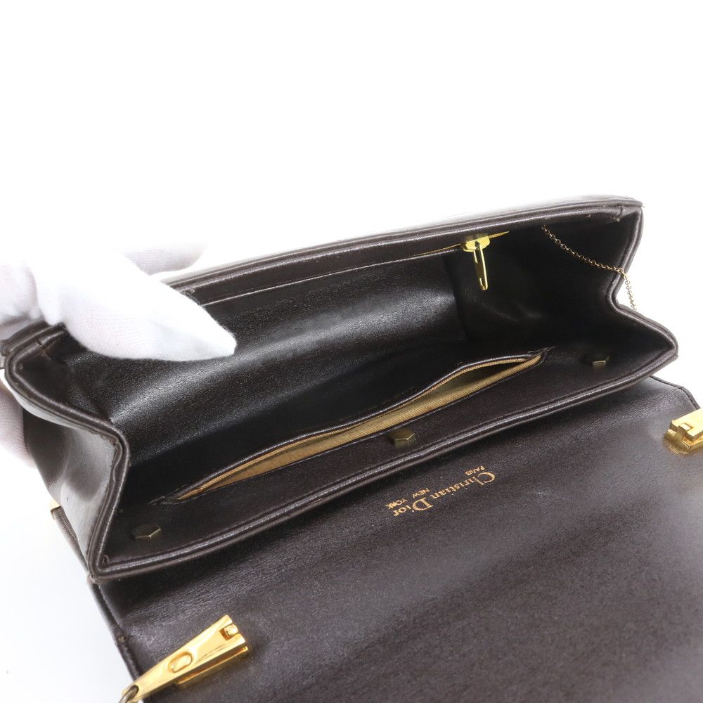 Dior Vintage Leather Shoulder Bag Tote Brown — view 7