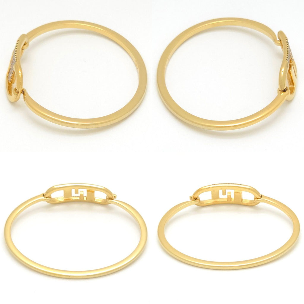 Fendi O'Lock Bracelet M Bangle Crystal Gold Metal — view 5