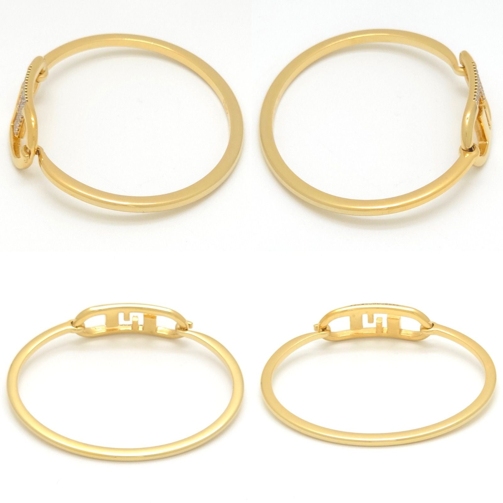Fendi O'Lock Bracelet M Bangle Crystal Gold Metal — view 5