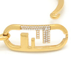 Fendi O'Lock Bracelet M Bangle Crystal Gold Metal — view 6