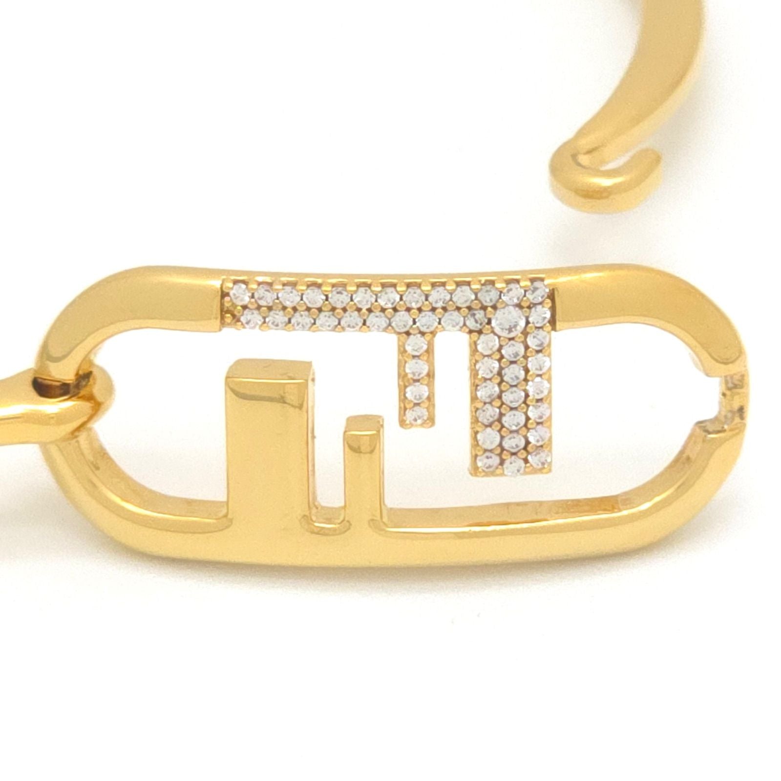 Fendi O'Lock Bracelet M Bangle Crystal Gold Metal — view 6