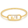 Fendi O'Lock Bracelet M Bangle Crystal Gold Metal