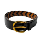 Hermes Belt Leather Black V Stitch L Vintage
