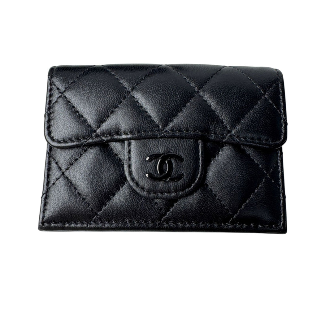 Chanel Quilted CC Logo Compact Wallet So Black