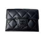Chanel Quilted CC Logo Compact Wallet So Black