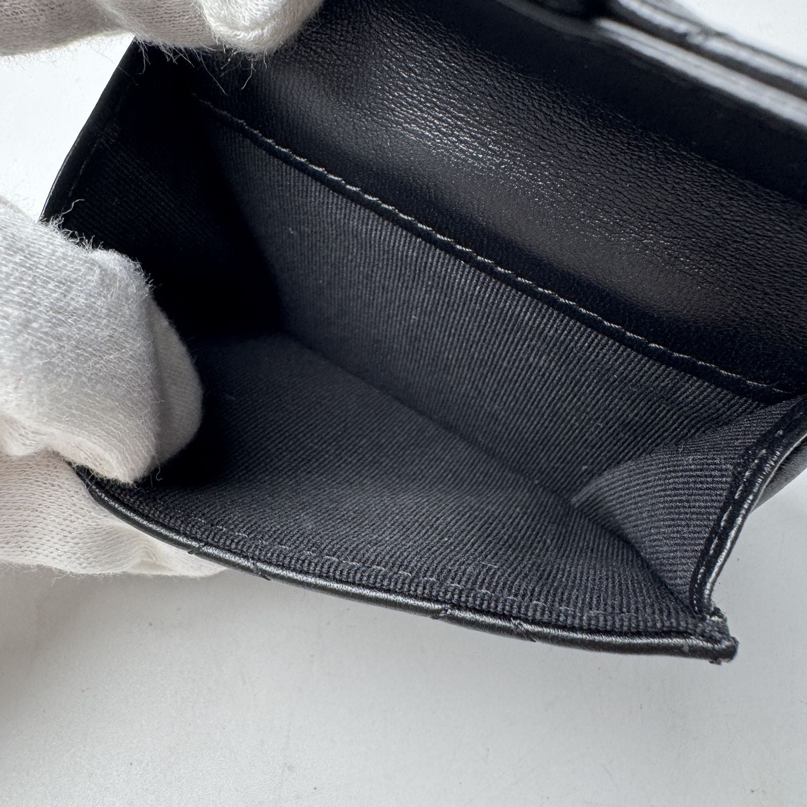 Chanel Quilted CC Logo Compact Wallet So Black — view 7
