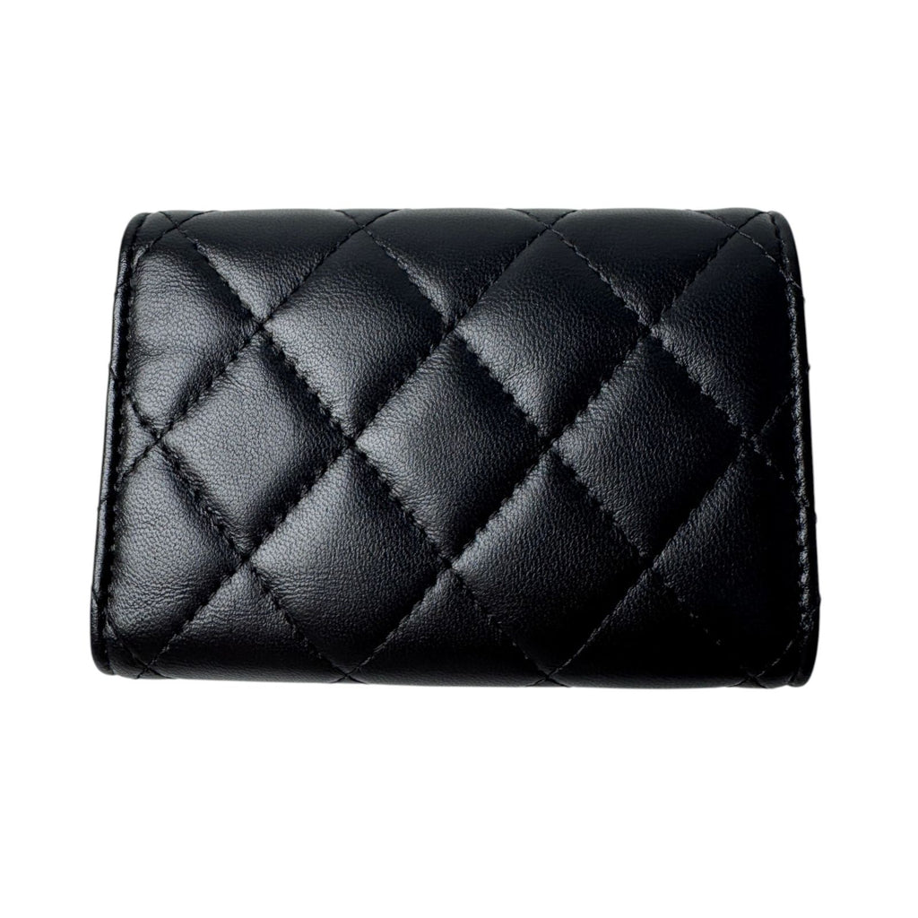 Chanel Quilted CC Logo Compact Wallet So Black — view 2