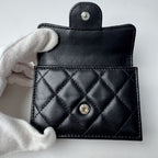 Chanel Quilted CC Logo Compact Wallet So Black — view 6