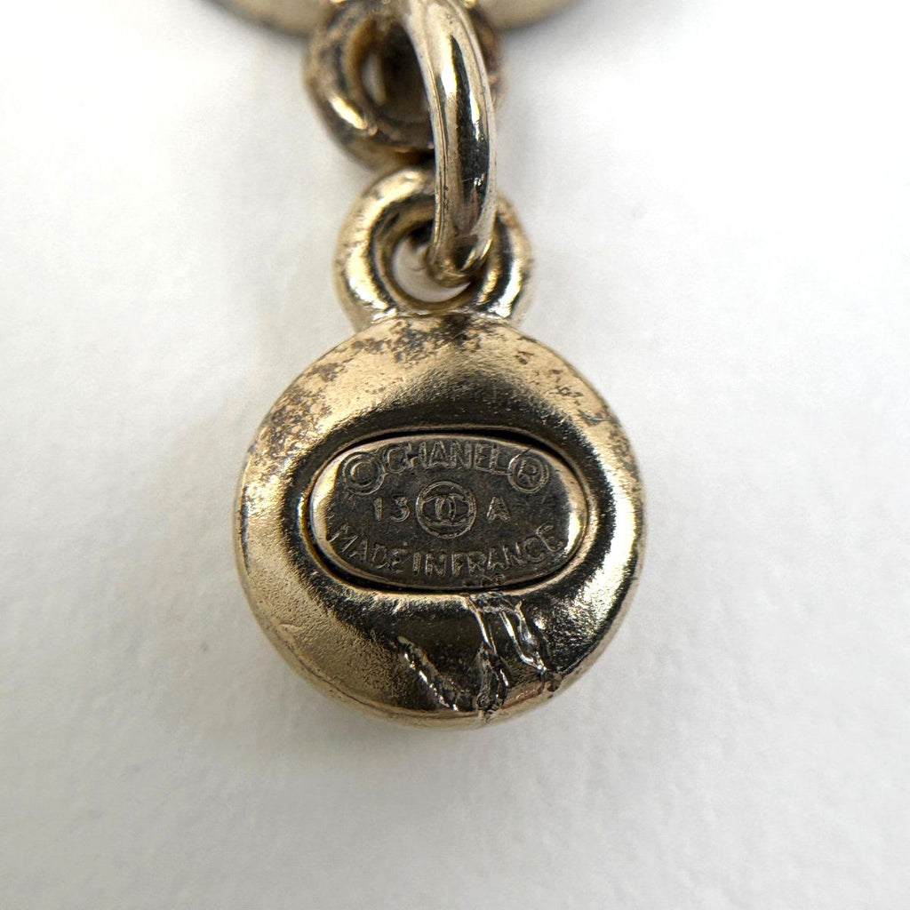 Chanel Necklace CC Logo Faux Pearl Rhinestone Gold — view 7