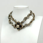 Chanel Necklace CC Logo Faux Pearl Rhinestone Gold — view 8