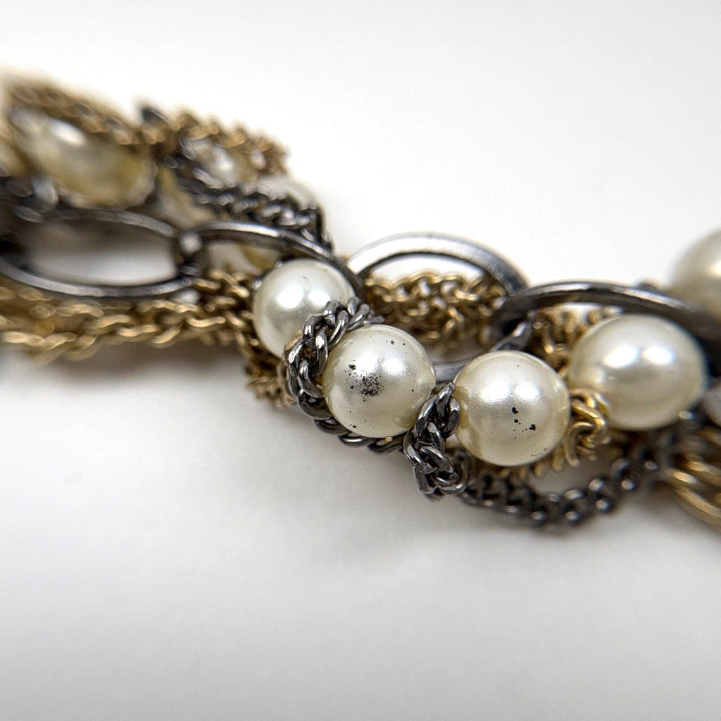 Chanel Necklace CC Logo Faux Pearl Rhinestone Gold — view 5