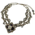 Chanel Necklace CC Logo Faux Pearl Rhinestone Gold