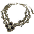 Chanel Necklace CC Logo Faux Pearl Rhinestone Gold