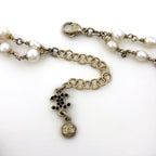 Chanel Necklace CC Logo Faux Pearl Rhinestone Gold — view 3