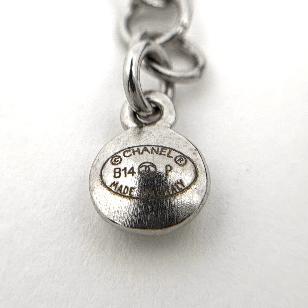 Chanel Necklace CC Logo Faux Pearl Metal Black Silver — view 5