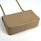 Chanel Quilted Shoulder Bag CC Logo Single Flap Leather Beige — view 2