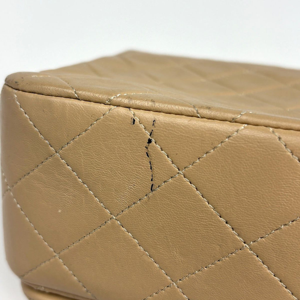Chanel Quilted Shoulder Bag CC Logo Single Flap Leather Beige — view 3