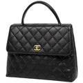 Chanel Handbag CC Logo Quilted Caviar Leather Black