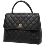 Chanel Handbag CC Logo Quilted Caviar Leather Black