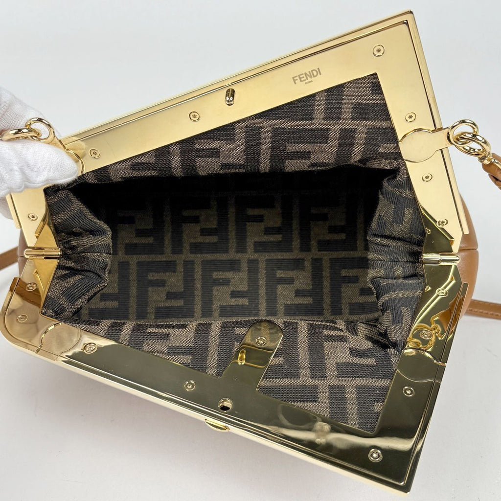 Fendi Shoulder Bag First Small 2-Way Leather Brown — view 7