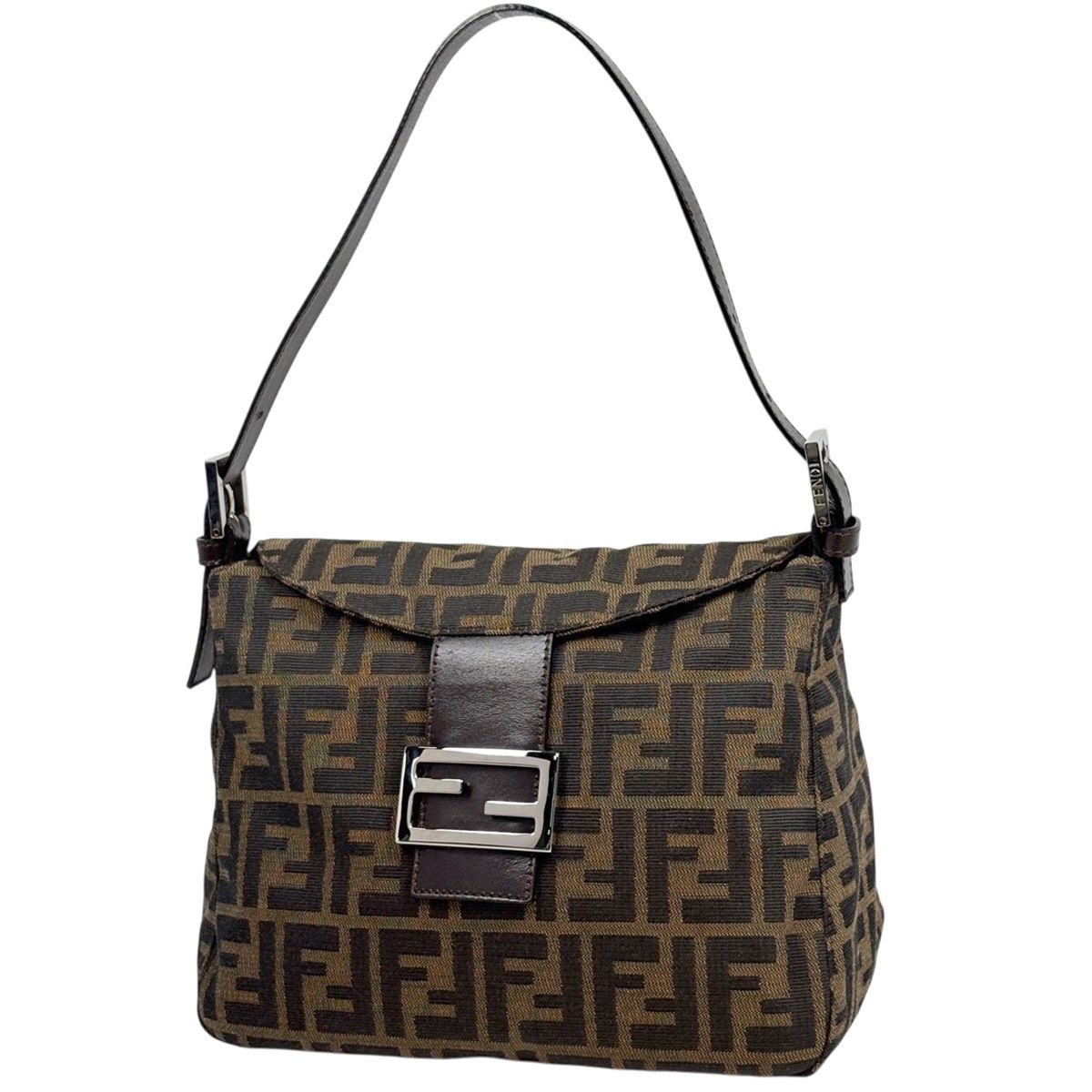 Fendi Shoulder Bag Zucca Pattern Canvas Brown
