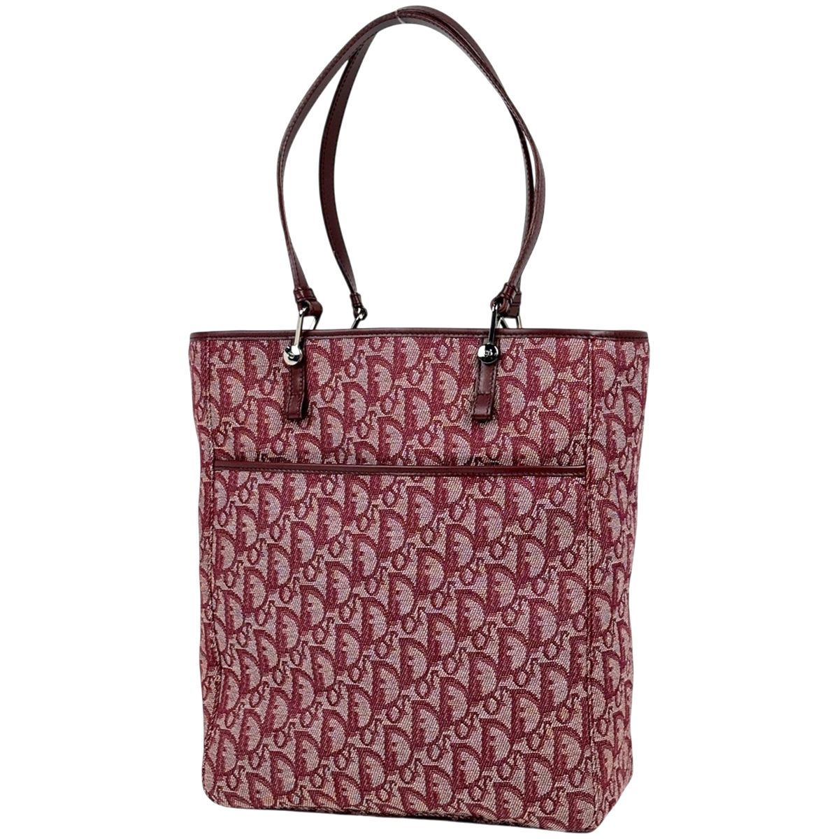 Dior Tote Bag Trotter Pattern Canvas Bordeaux