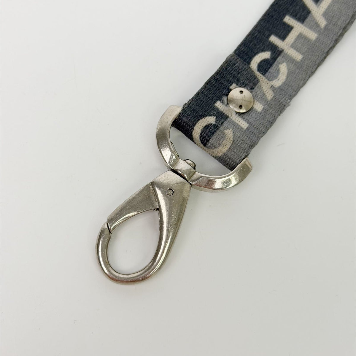 Chanel Logo Star Neck Strap Nylon Metal Black Gray White Silver Vintage — view 3