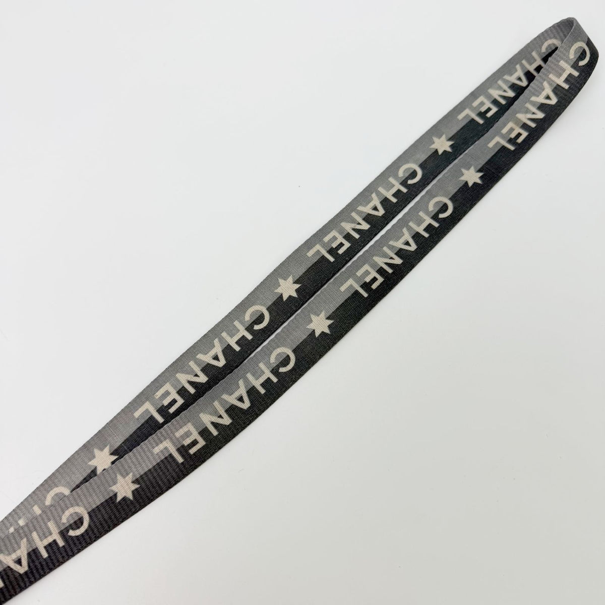 Chanel Logo Star Neck Strap Nylon Metal Black Gray White Silver Vintage — view 5
