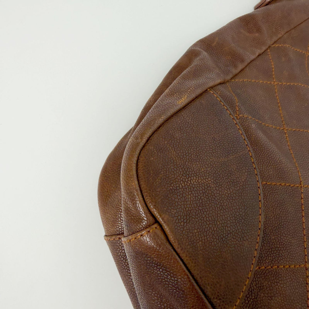 Chanel CC Logo Quilted 2-Way Shoulder Bag Leather Brown Silver Seal Vintage — view 7