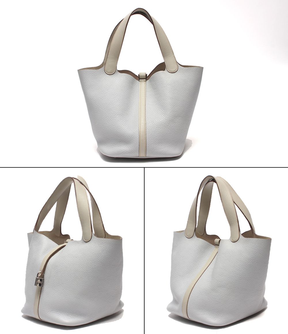 Hermes Handbag Silver Taurillon Clemence Picotin Lock PM — view 2
