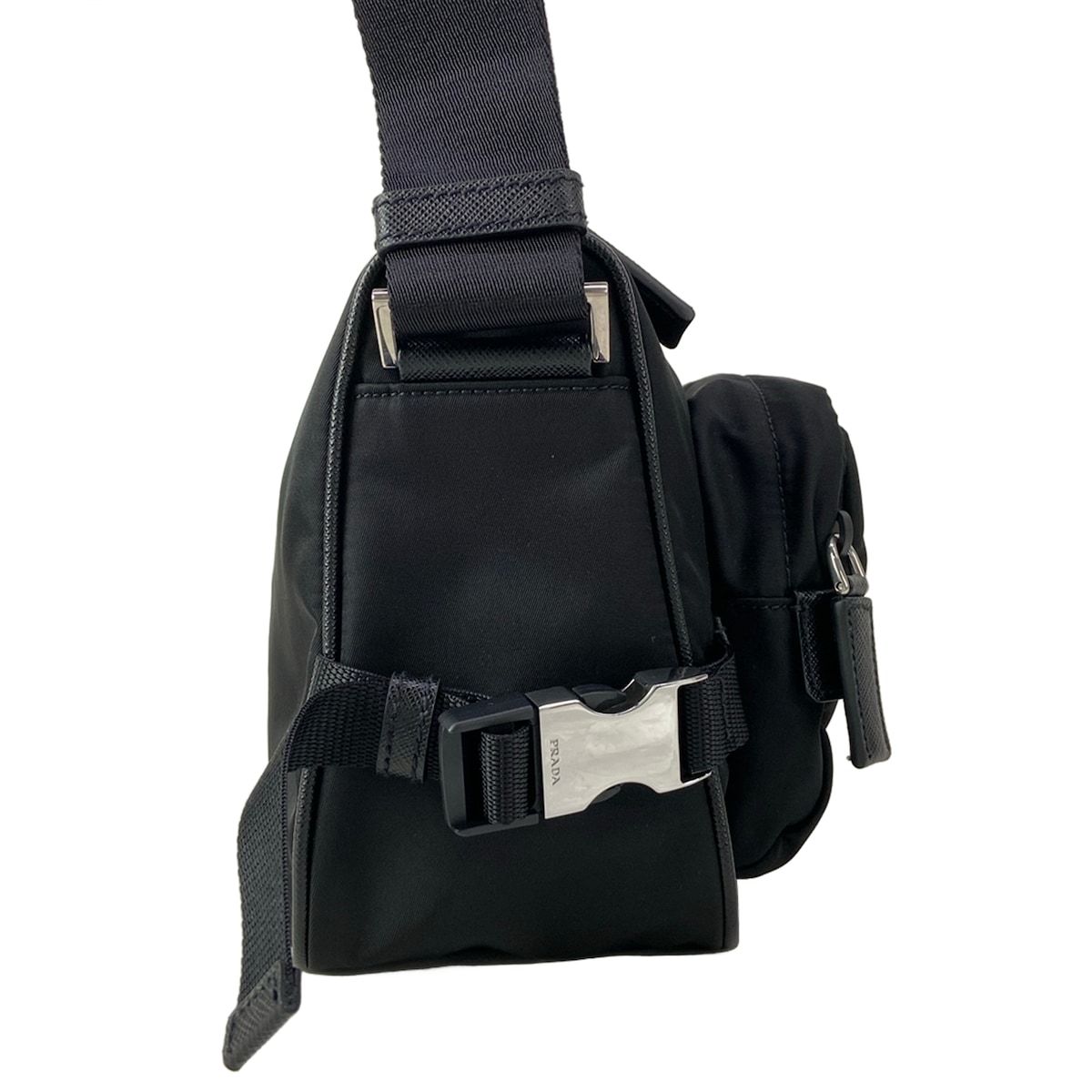 Prada Shoulder Bag Black Re-Nylon Triangle Logo — view 2