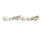 Chanel 23c CC Logo Rhinestone Ribbon Pearl Swing Earrings Gold — view 4