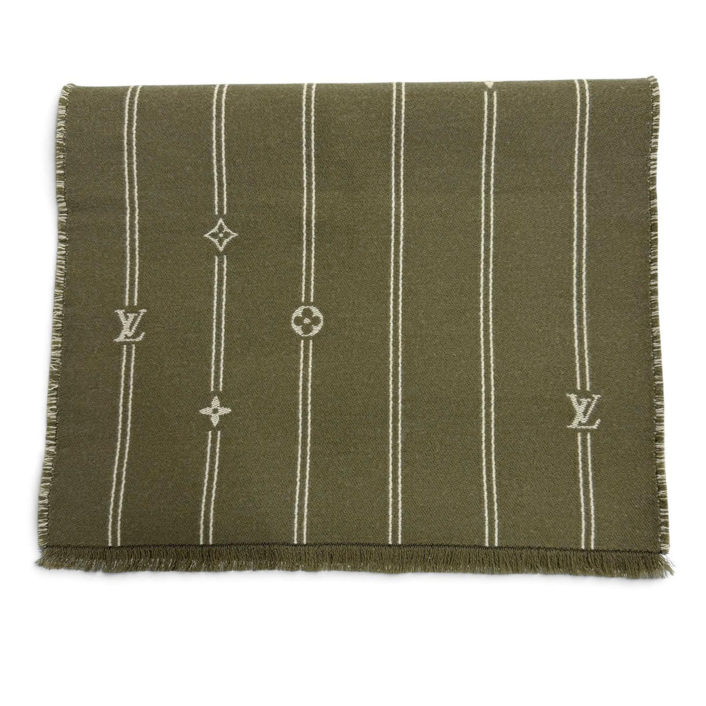 Louis Vuitton Monogram Stripes Wool 100% Scarf Khaki