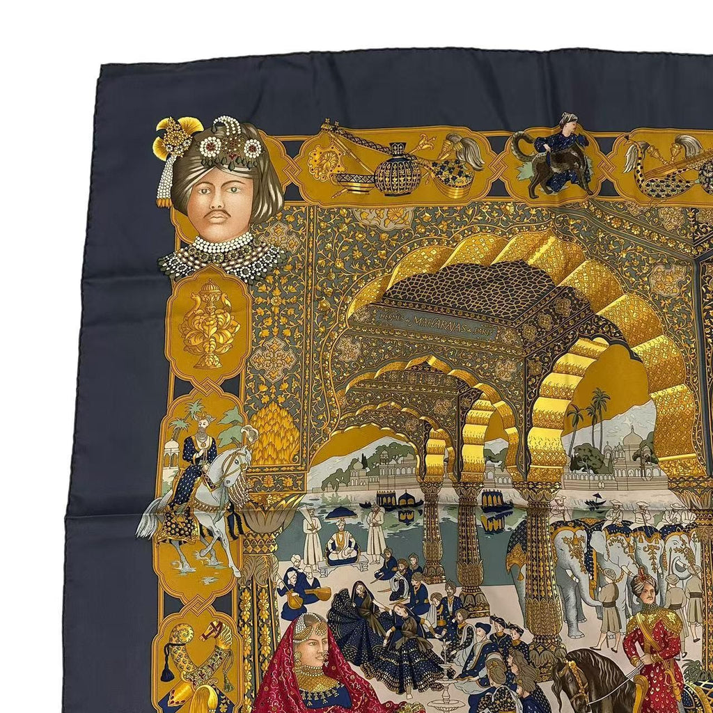 Hermes Carre 90 Silk Scarf Splendeur Des Maharajas Maharaja's Splendor Gray — view 2