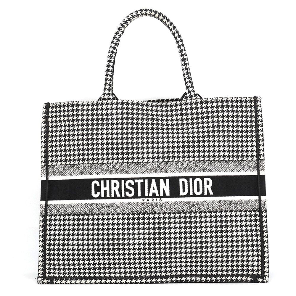 Dior Tote Bag Houndstooth Book Large Canvas