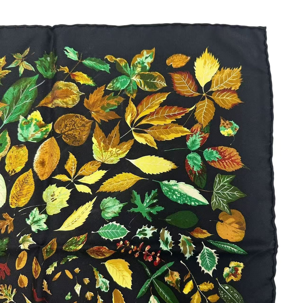 Hermes Scarf Silk Carre 45 Tourbillon Fallen Leaves Swirl Black — view 3