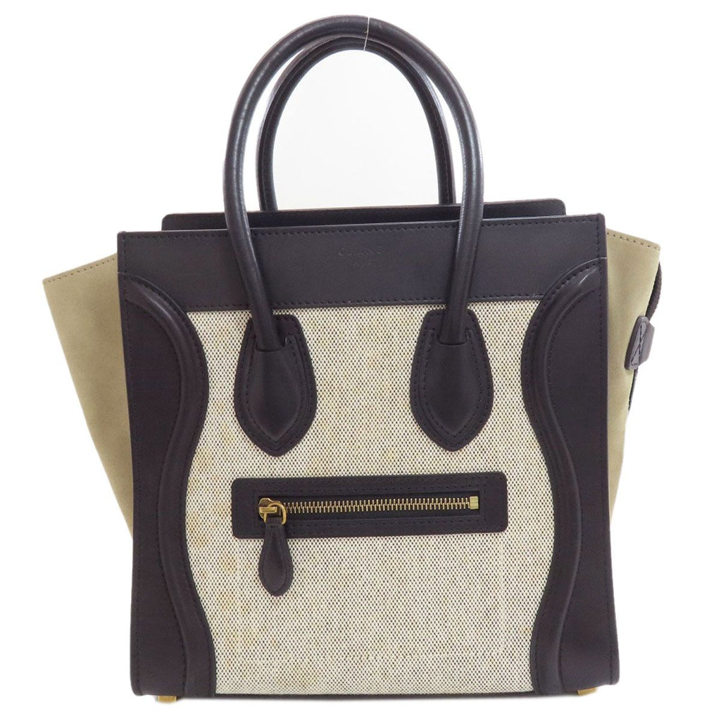 Celine Luggage Micro Handbag Calfskin Canvas