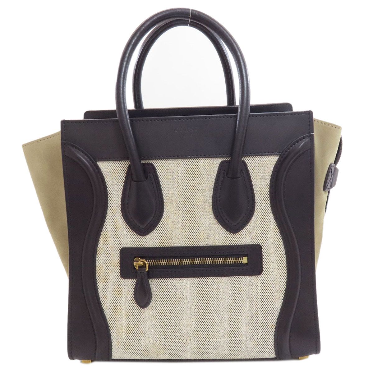 Celine Luggage Micro Handbag Calfskin Canvas