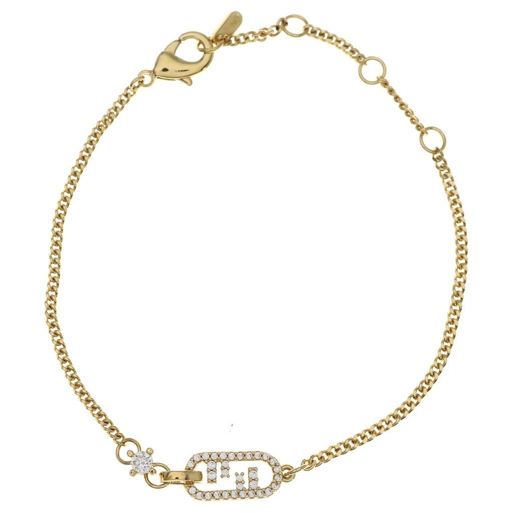 Fendi O'Lock Rhinestone Bracelet Gold — view 2