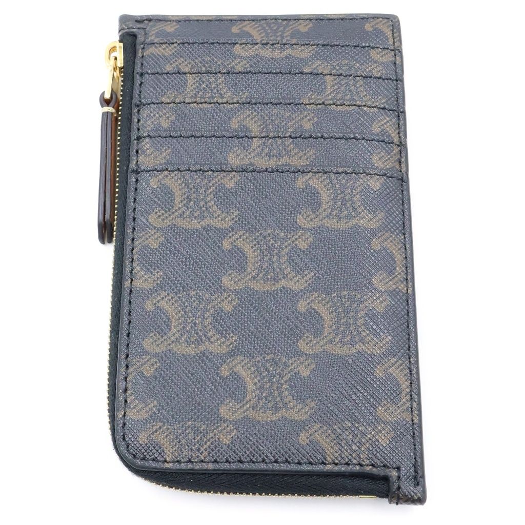 Celine Triomphe Long Card Case with Zip Leather Brown — view 2